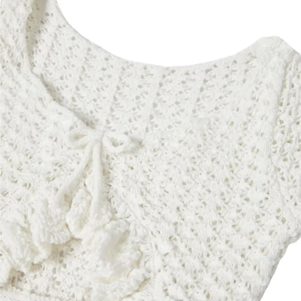 ZARA Kids | Ecru | RUFFLED CUT OUT KNIT TOP